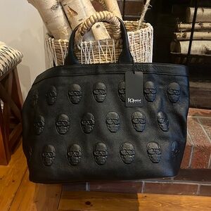 IOpelle Italia Skull Embossed leather Weekender Bag